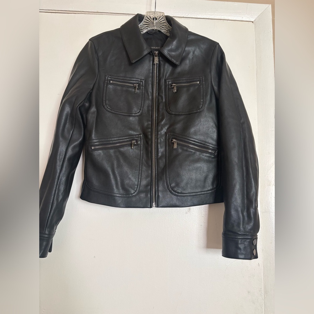 NWOT Banana Republic Black Vegan Leather Jacket